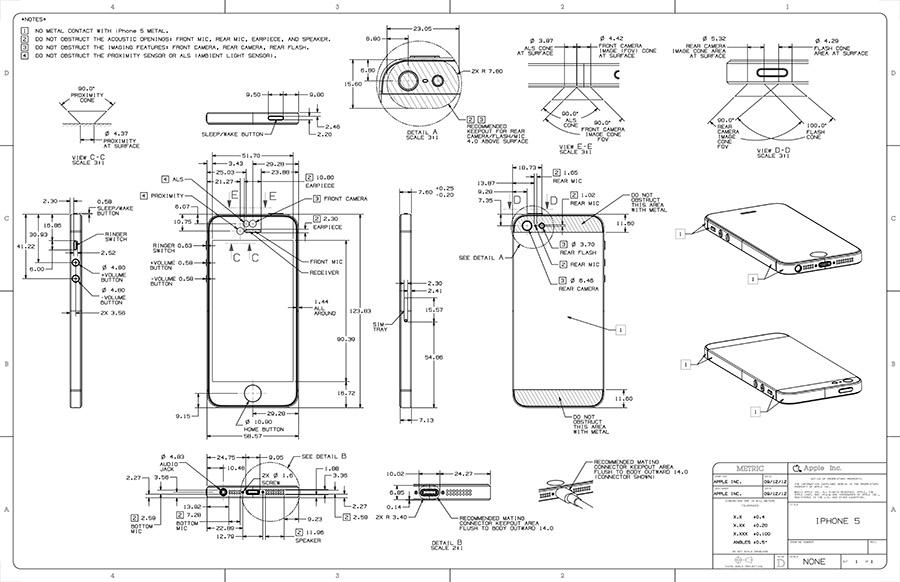 Apple blueprints offer highly detailed view of iPhone 5